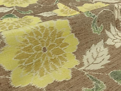 平和屋着物▽上質な紬 単衣 草花文 正絹 逸品 AABF6790jh