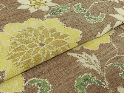平和屋着物▽上質な紬 単衣 草花文 正絹 逸品 AABF6790jh