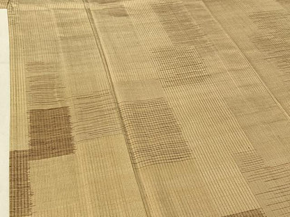 平和屋着物▽上質な紬　単衣　幾何学文様　正絹　逸品　AABF6793jh