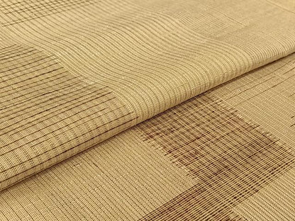 平和屋着物▽上質な紬　単衣　幾何学文様　正絹　逸品　AABF6793jh