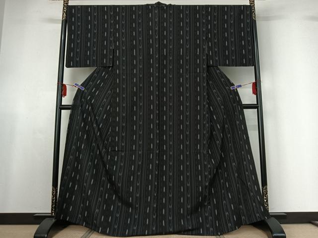 平和屋着物▽本塩沢 単衣 蚊絣 さが美扱い 正絹 逸品 AABF6794jh