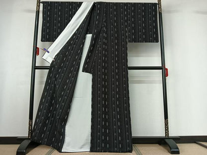 平和屋着物▽本塩沢 単衣 蚊絣 さが美扱い 正絹 逸品 AABF6794jh