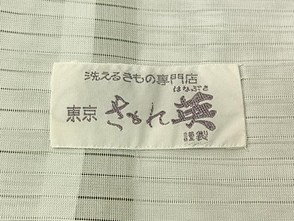 平和屋着物▽洗える最高級着物 ＜英＞はなぶさ謹製 色無地 単衣 柳染色 洗える着物 AABF6795jh