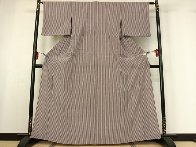 平和屋着物▽洗える最高級着物 ＜英＞はなぶさ謹製 小紋 単衣 縞 洗える着物 AABF6796jh