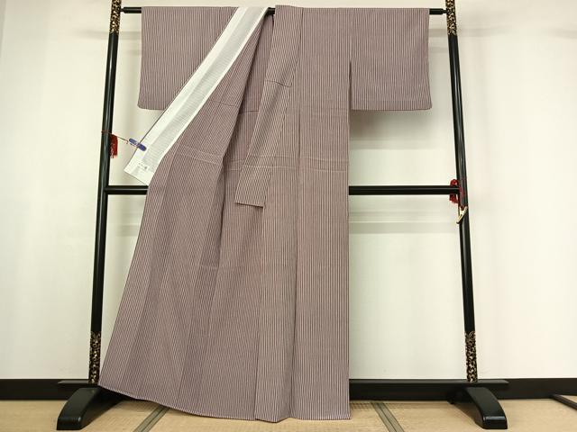 平和屋着物▽洗える最高級着物 ＜英＞はなぶさ謹製 小紋 単衣 縞 洗える着物 AABF6796jh