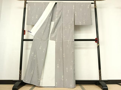 平和屋着物▽本塩沢 単衣 流水文 正絹 逸品 AABF6798jh