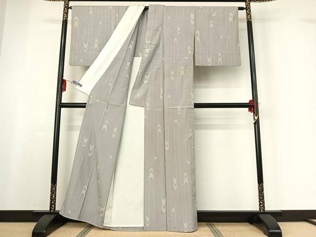 平和屋着物▽本塩沢 単衣 流水文 正絹 逸品 AABF6798jh