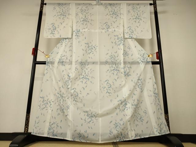 平和屋着物＊夏物 小紋 絽 舞葉文 洗える着物 AABF6801jd