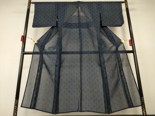 平和屋着物＊夏物 紗紬 麻の葉文様 正絹 逸品 AABF6803jd