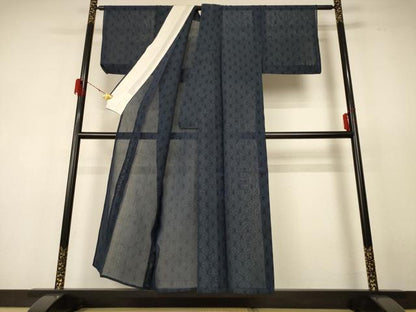 平和屋着物＊夏物 紗紬 麻の葉文様 正絹 逸品 AABF6803jd