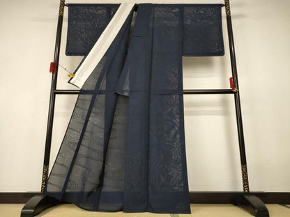 平和屋着物＊夏物 色無地 絽 流水花紋紗 褐返色 正絹 逸品 AABF6805jd