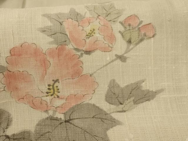 平和屋着物＊夏物 訪問着 生紬 手描き 流水草花文 正絹 逸品 AABF6808jd