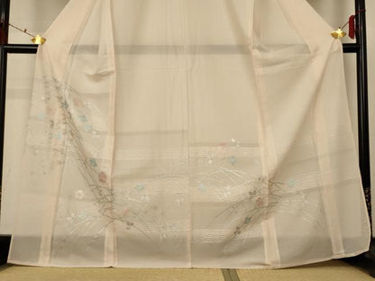 平和屋着物＊夏物 訪問着 紗 芝花文 銀彩 正絹 逸品 AABF6809jd