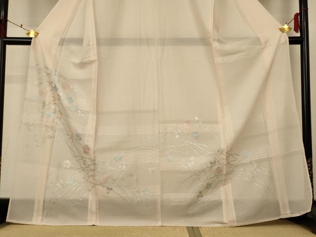 平和屋着物＊夏物 訪問着 紗 芝花文 銀彩 正絹 逸品 AABF6809jd