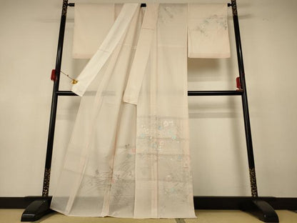 平和屋着物＊夏物 訪問着 紗 芝花文 銀彩 正絹 逸品 AABF6809jd