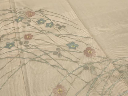 平和屋着物＊夏物 訪問着 紗 芝花文 銀彩 正絹 逸品 AABF6809jd