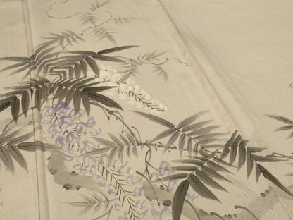 平和屋着物＊夏物 訪問着 絽 手描き 草花文 正絹 逸品 AABF6812jd