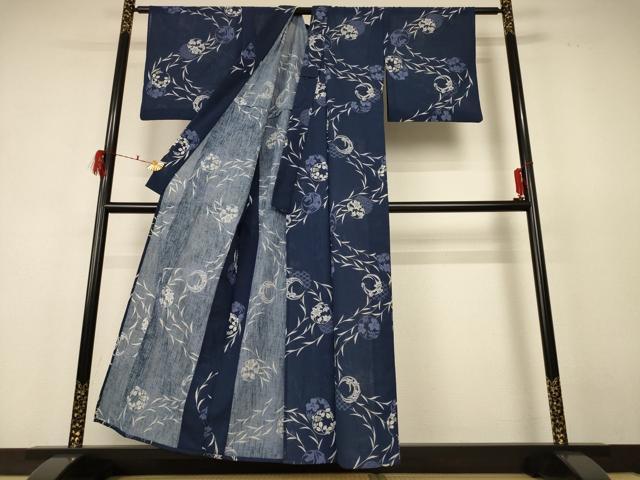 平和屋着物＊夏物　小紋　紗　草花丸文　洗える着物　AABF6813jd