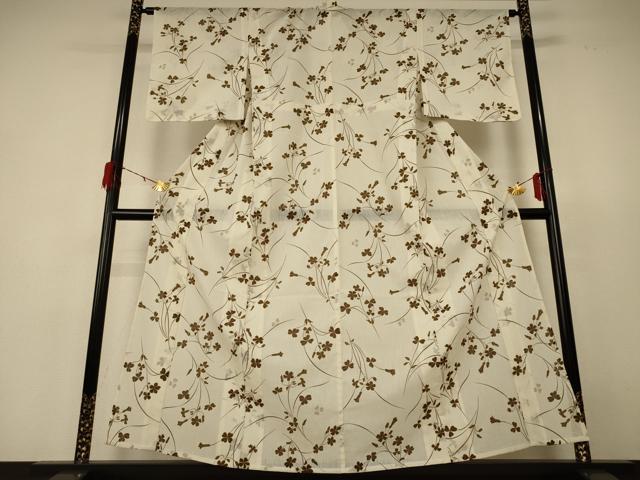 平和屋着物＊夏物 小紋 紗 枝花文 洗える着物 AABF6814jd