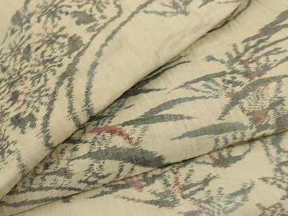 平和屋着物＊夏物 小千谷ちぢみ 流水草花文 麻 逸品 AABF6816jd