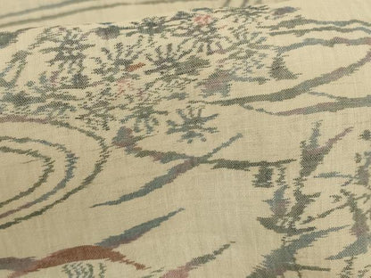 平和屋着物＊夏物 小千谷ちぢみ 流水草花文 麻 逸品 AABF6816jd