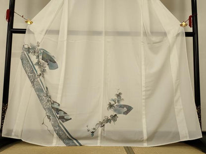 平和屋着物＊夏物 訪問着 絽 地紙蔦の葉文 金彩 洗える着物 AABF6818jd