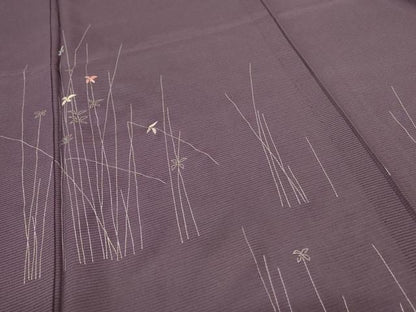 平和屋着物＊夏物　訪問着　絽　刺繍　枝花文　銀彩　三越扱い　正絹　逸品　未使用　AABF6819jd