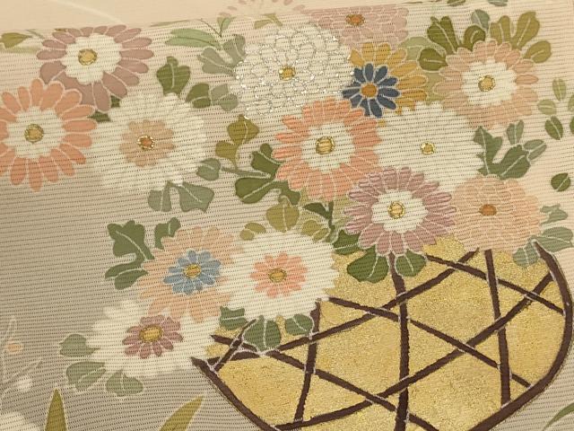 平和屋着物＊夏物 訪問着 絽 花籠文 暈し染め 金銀彩 正絹 逸品 AABF6820jd
