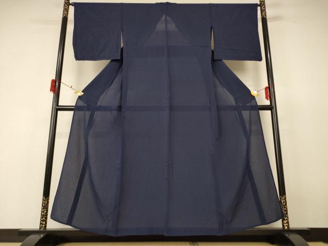 平和屋着物＊夏物　色無地　絽縮緬　青褐色　正絹　逸品　AABF6823jd