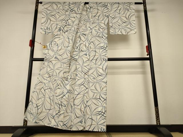 平和屋着物＊夏物 小紋 紗 花尽くし 洗える着物 未使用 AABF6827jd