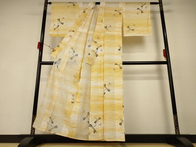 平和屋着物＊夏物 小紋 紗 勝虫 洗える着物 AABF6828jd