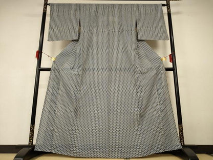 平和屋着物＊夏物 小紋 絽 毘沙門亀甲 正絹 逸品 AABF6833jd
