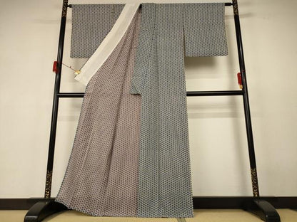 平和屋着物＊夏物 小紋 絽 毘沙門亀甲 正絹 逸品 AABF6833jd