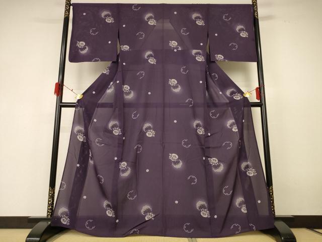 平和屋着物＊夏物 小紋 絽 雪輪文 暈し染め 正絹 逸品 AABF6834jd