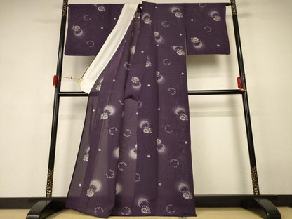 平和屋着物＊夏物 小紋 絽 雪輪文 暈し染め 正絹 逸品 AABF6834jd