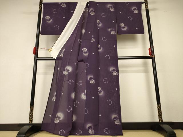 平和屋着物＊夏物 小紋 絽 雪輪文 暈し染め 正絹 逸品 AABF6834jd