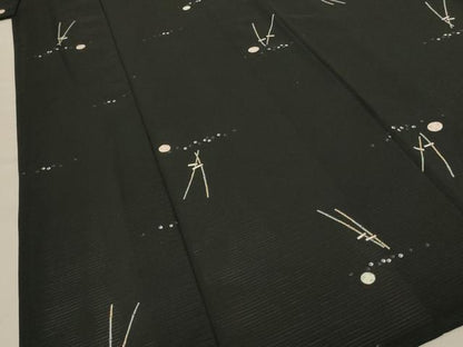 平和屋着物＊夏物 小紋 絽 竹馬 毬 黒地 洗える着物 AABF6835jd