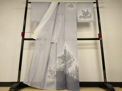 平和屋着物＊夏物 訪問着 絽 風景文 暈し染め 洗える着物 AABF6836jd
