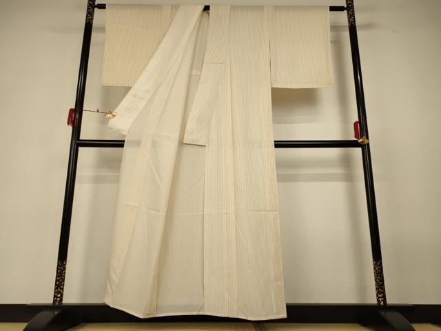 平和屋着物＊夏物　小紋　絽　変わり縞　正絹　逸品　AABF6845jd