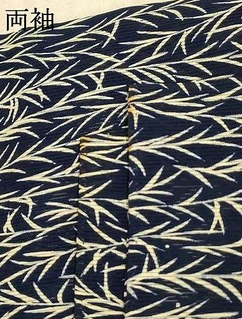 平和屋着物＊夏物 小紋 絽 藍 草葉文 正絹 逸品 AABF6846jd