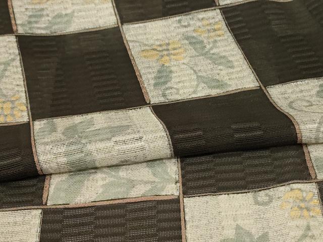 平和屋着物＊夏物 小紋 市松花鳥紋紗 正絹 逸品 AABF6849jd