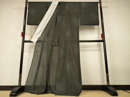 平和屋着物＊夏物 小紋 蜘蛛の巣 洗える着物 AABF6850jd