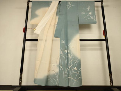平和屋着物＊夏物 訪問着 絽 花蝶文 暈し染め 正絹 逸品 AABF6852jd