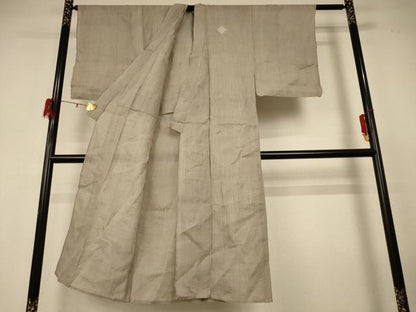 平和屋着物＊夏物　男性　色紋付　上布　白橡色　麻　逸品　AABF6853jd