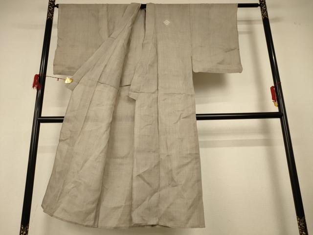 平和屋着物＊夏物　男性　色紋付　上布　白橡色　麻　逸品　AABF6853jd