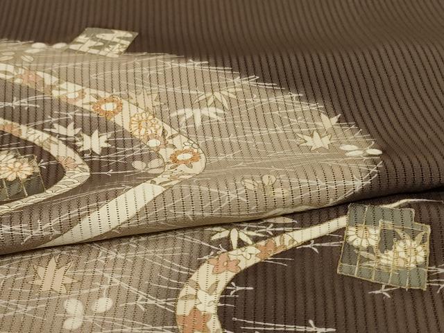 平和屋着物＊夏物 訪問着 駒刺繍 縦絽 流水花文 暈し染め 金彩 正絹 逸品 未使用 AABF6861jd