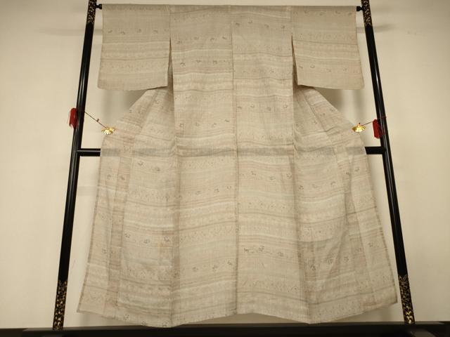 平和屋着物＊夏物 小千谷ちぢみ 花唐草文 麻 逸品 AABF6864jd