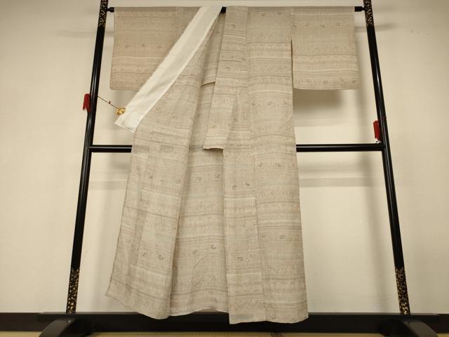 平和屋着物＊夏物 小千谷ちぢみ 花唐草文 麻 逸品 AABF6864jd