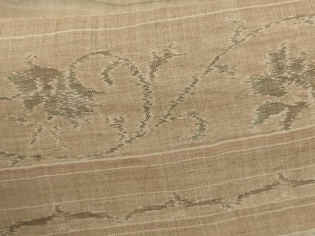 平和屋着物＊夏物 小千谷ちぢみ 花唐草文 麻 逸品 AABF6864jd