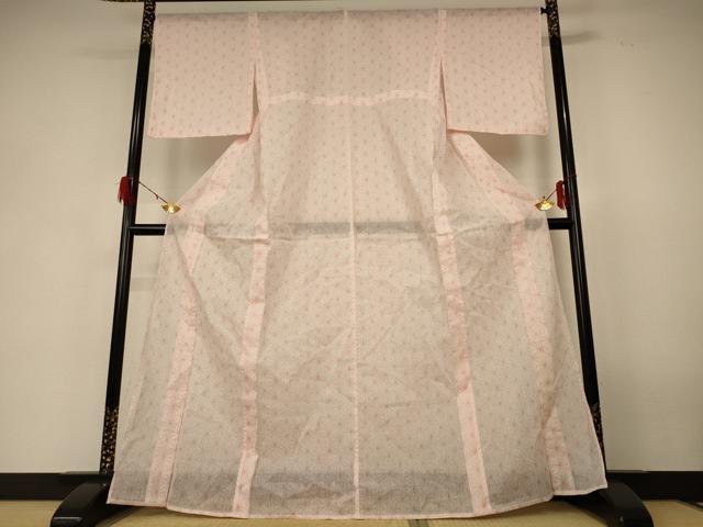 平和屋着物＊夏物 小紋 麻の葉文様 洗える着物 AABF6870jd